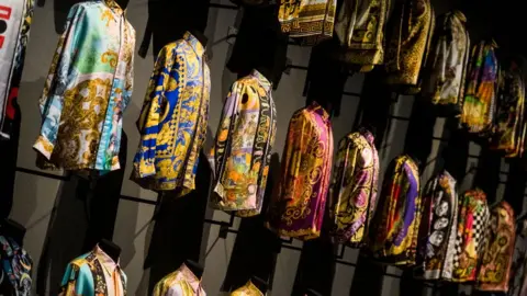 Versace Retrospective A selection of Versace designs seen as part of the exhibition