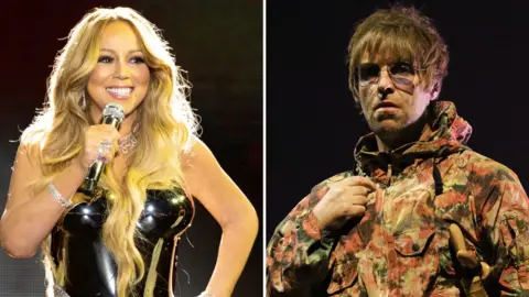 Getty Images Mariah Carey and Liam Gallagher of Oasis