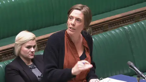 House of Commons Jess Phillips stands at the despatch box in the House of commons