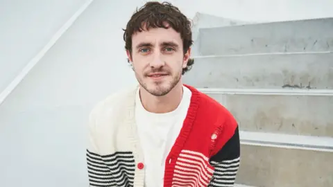 BBC Paul Mescal sitting in a stairwell in January 2024