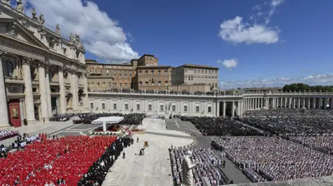 EPA A general view during the funeral Mass of Pope Francis in Saint Peter's Square in Vatican City