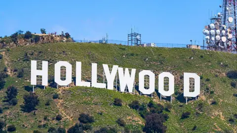 Getty Images General view of the Hollywood Sign above Lake Hollywood on 4 April, 2025 in Hollywood, California.