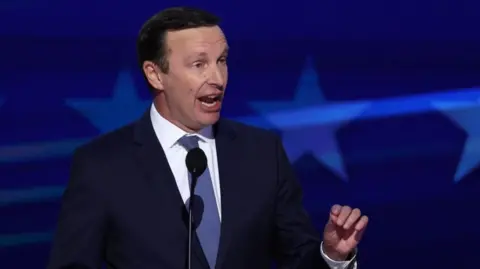 Reuters Senator Chris Murphy (D-CT) gestures during a speech in August 2024