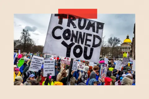 Getty Images Demonstrators marching along Tremont St. from the Boston Common to City Hall in a
